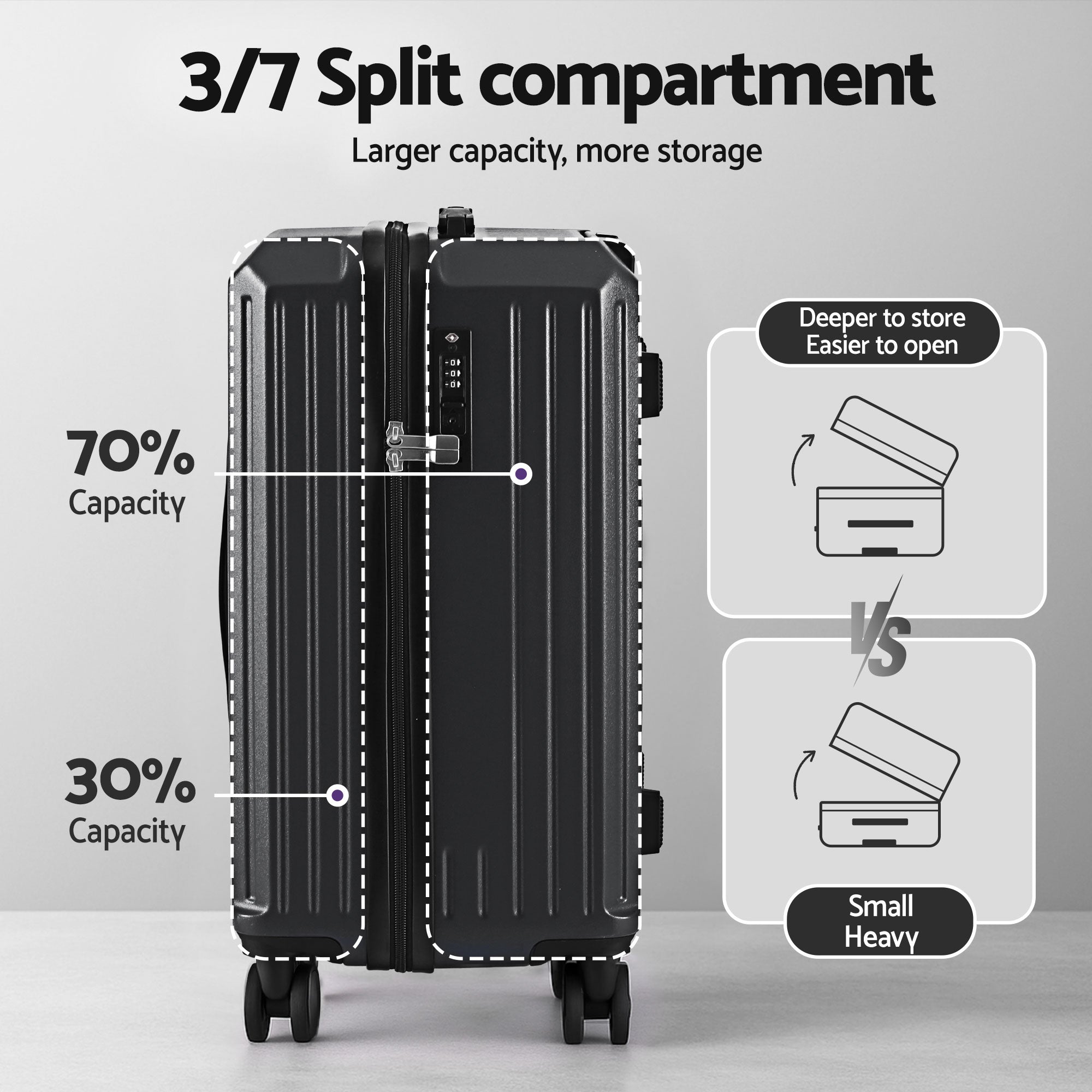 Wanderlite 20" Trunk Luggage Suitcase Travel Carry On TSA Lock Black