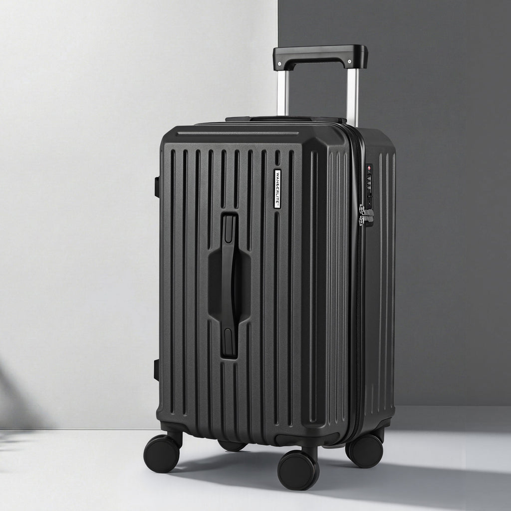 Wanderlite 20" Trunk Luggage Suitcase Travel Carry On TSA Lock Black