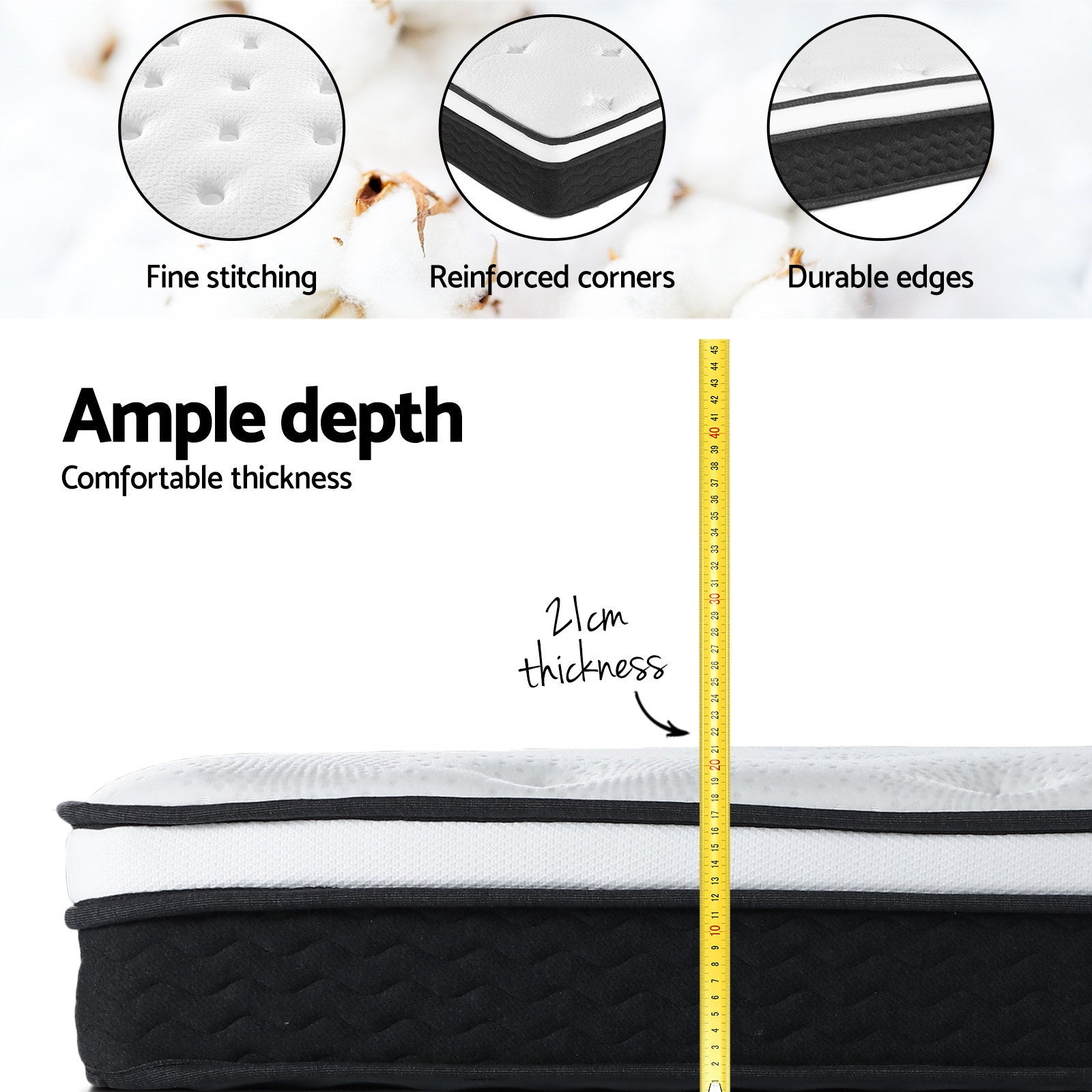 Giselle Bedding 21cm Mattress Euro Top King Single