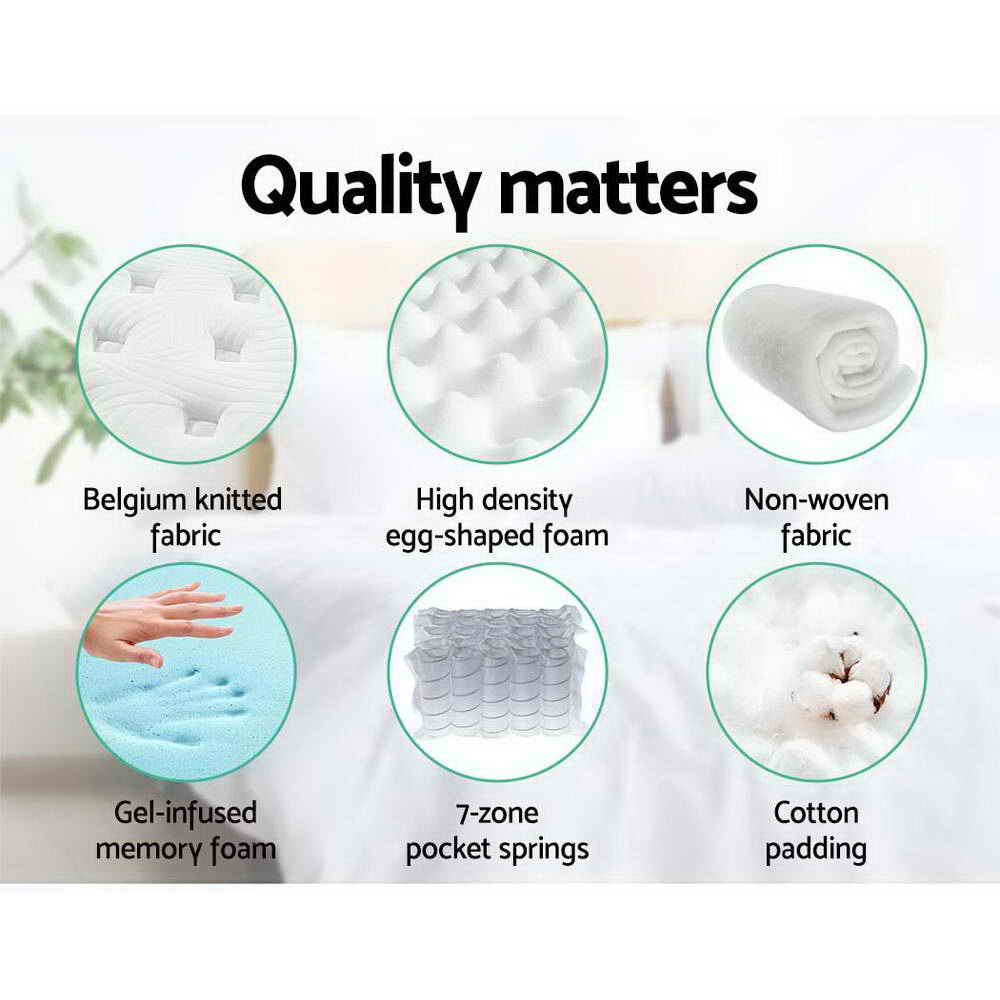 34cm Mattress Cool Gel Memory Foam 7 Zone King