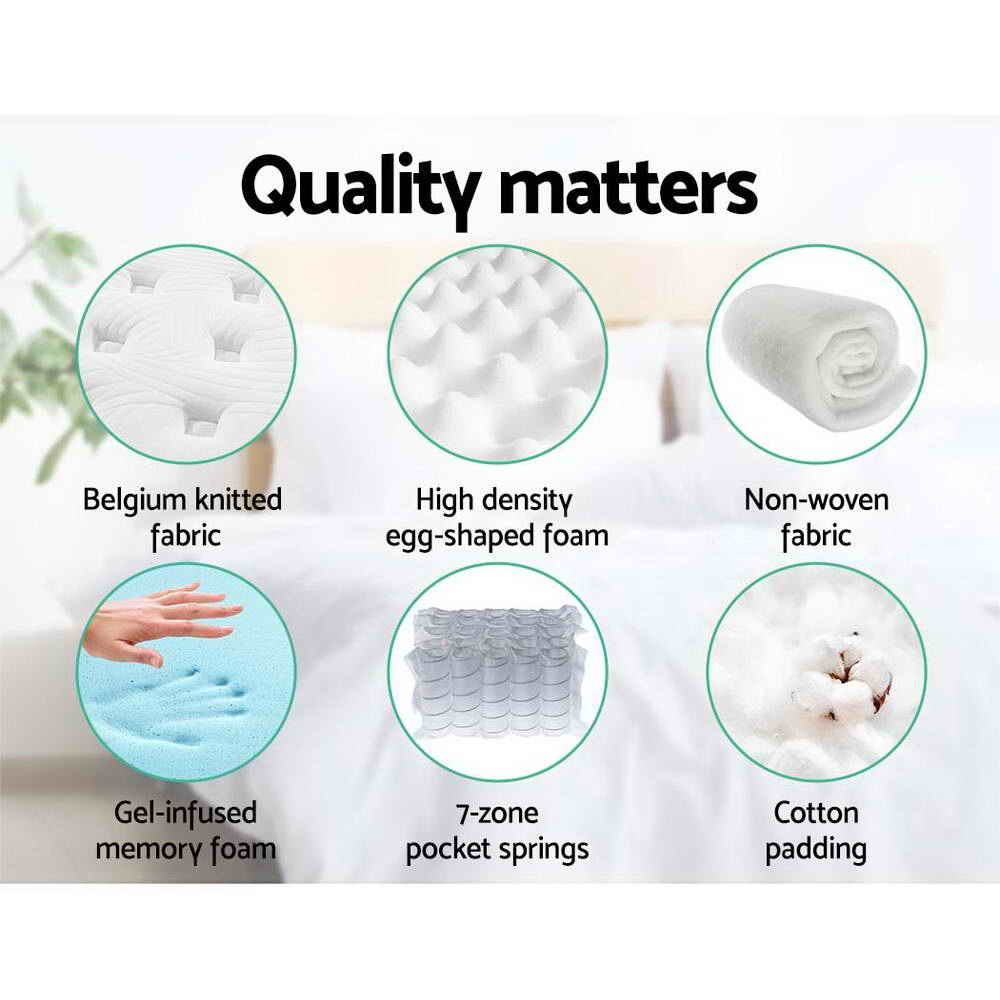 34cm Mattress Cool Gel Memory Foam 7 Zone Queen