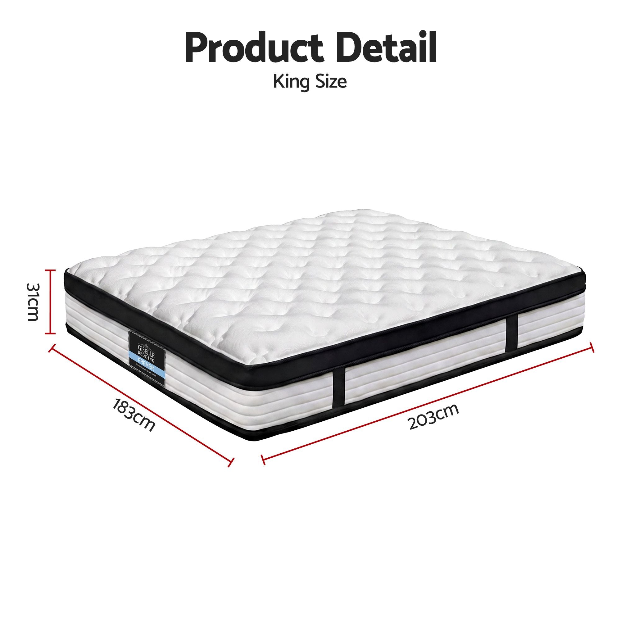 Giselle Bedding 31cm Mattress Euro Top King
