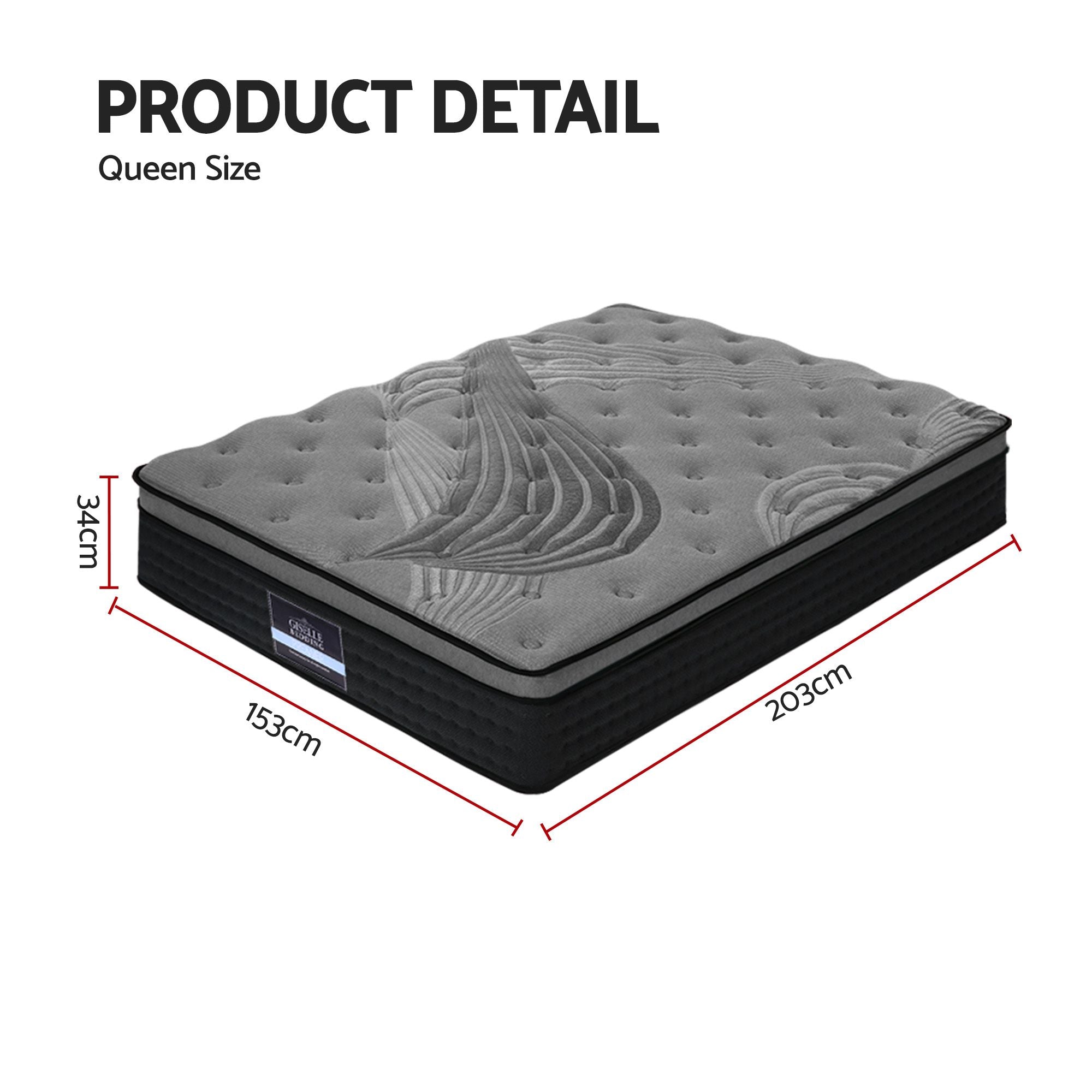Giselle Bedding 34cm Mattress Bamboo Cover Queen