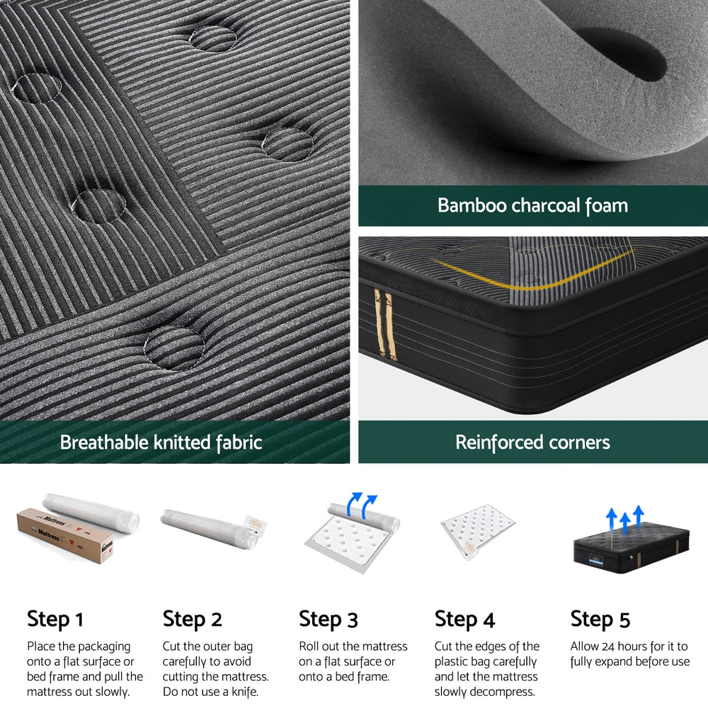 35cm Giselle Mattress Single Bed Bamboo Pocket Firm Foam