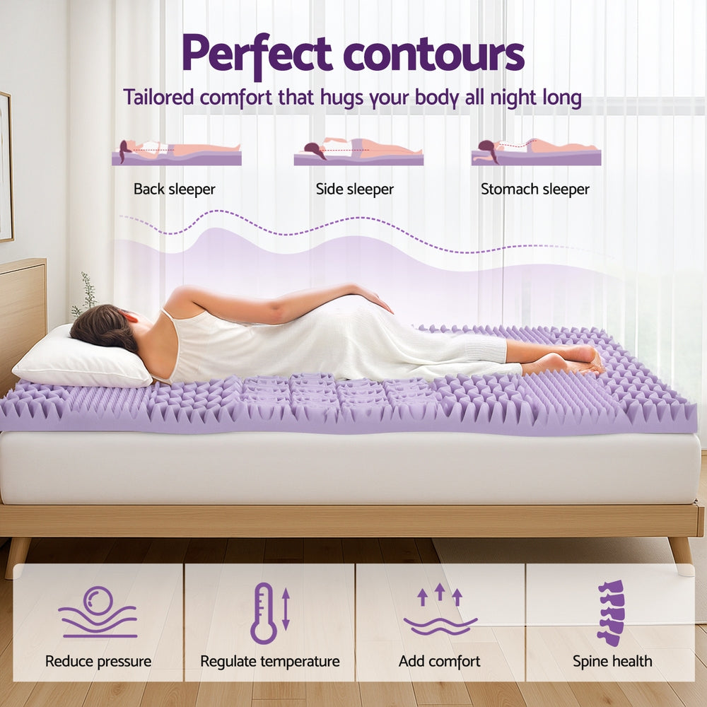 Giselle 8cm Memory Foam Mattress Topper Lavender Infused Bamboo Cover 7-Zone King Single