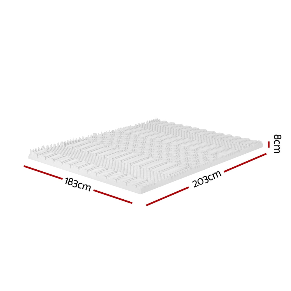 Memory Foam Mattress Topper 7-Zone Airflow Pad 8cm King White