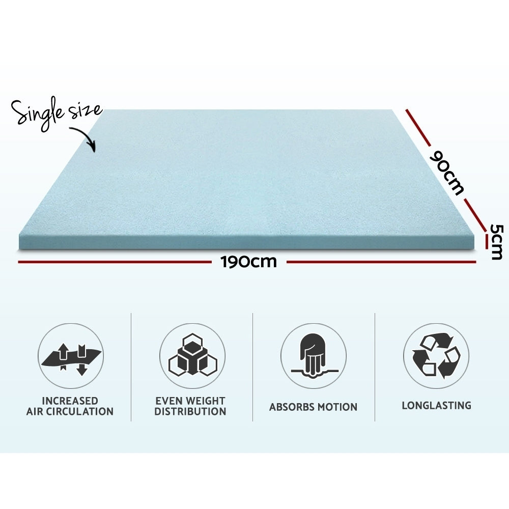Giselle Bedding Memory Foam Mattress Topper Cool Gel 5cm Single