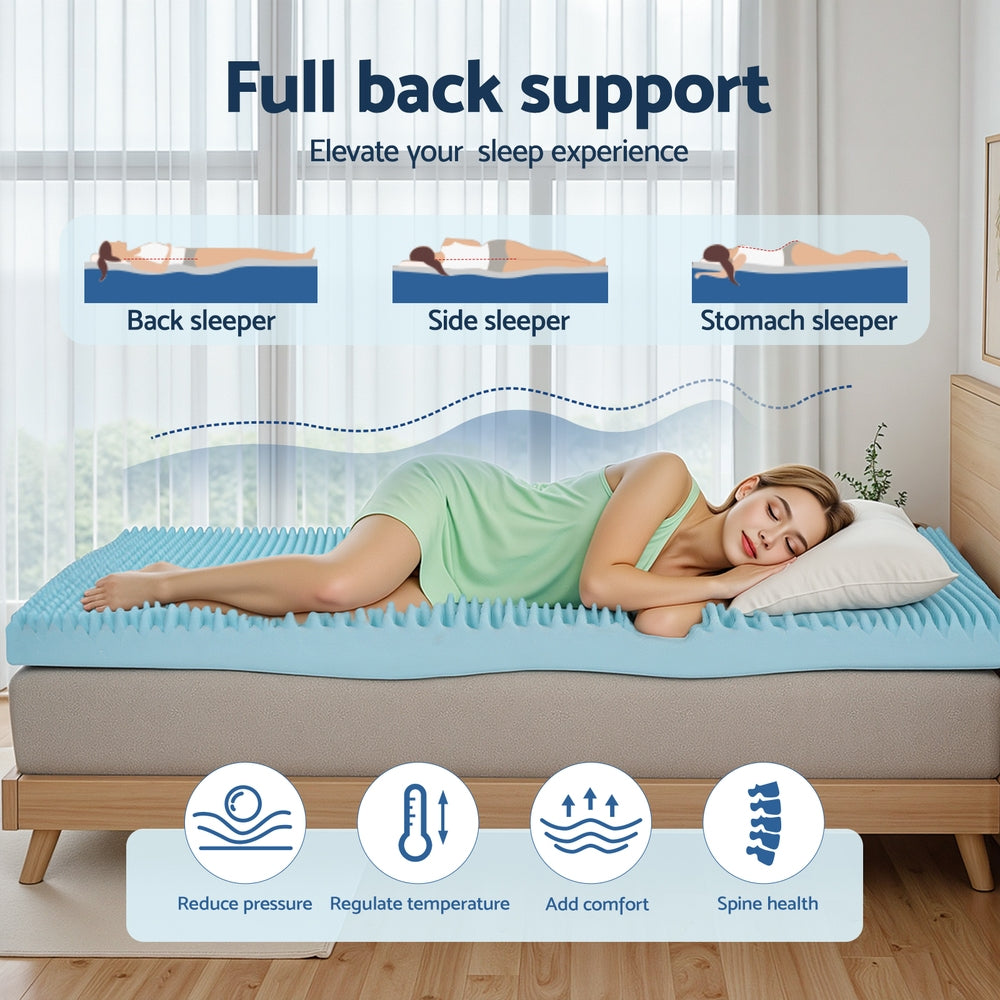 Giselle 8cm Memory Foam Mattress Topper Gel Egg Crate Foam Bamboo King Single