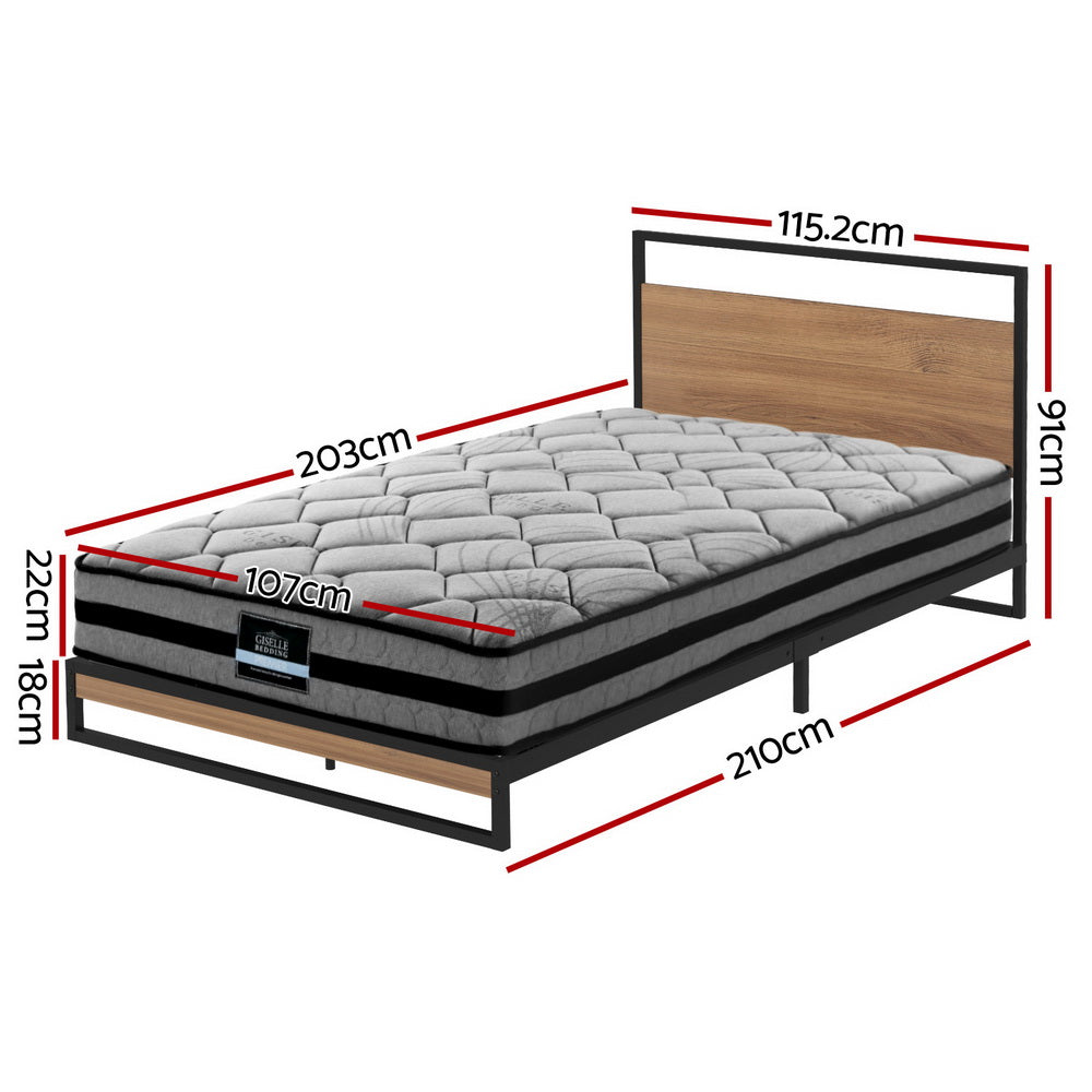 Metal Bed Frame King Single Size Beds Platform with Mattress