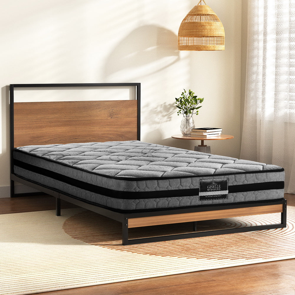 Metal Bed Frame Single Size Beds Platform with Mattress