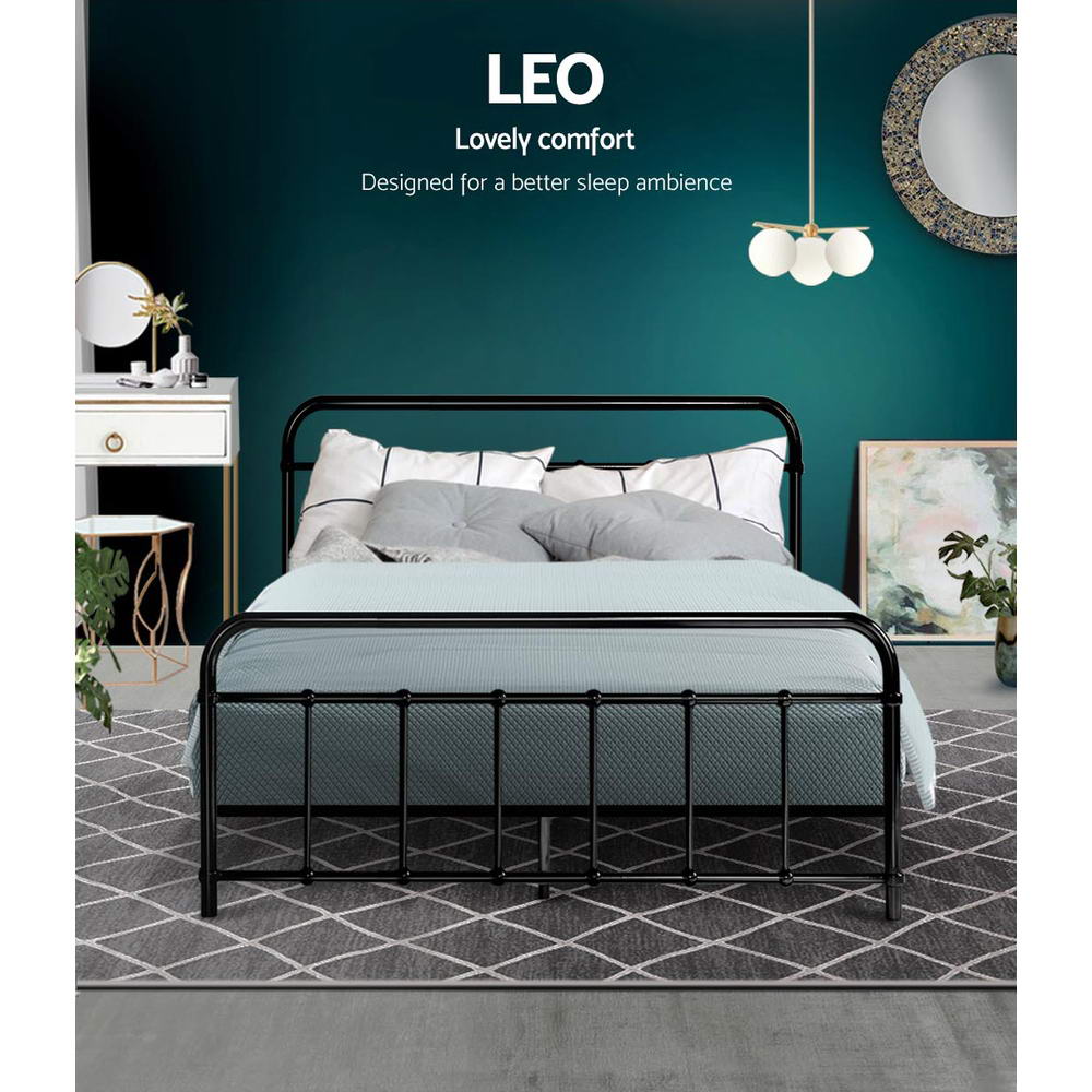 Bed Frame Metal Bed Frame LEO - Double (Black)