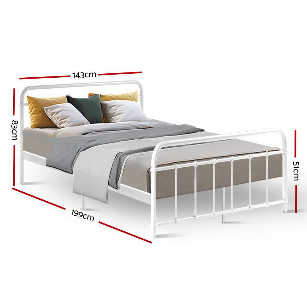 Bed Frame Metal Bed Frame LEO - Double (White)