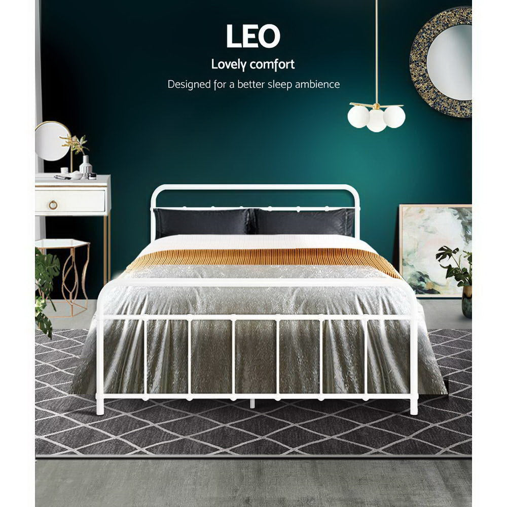 Bed Frame Metal Bed Frame LEO - Double (White)