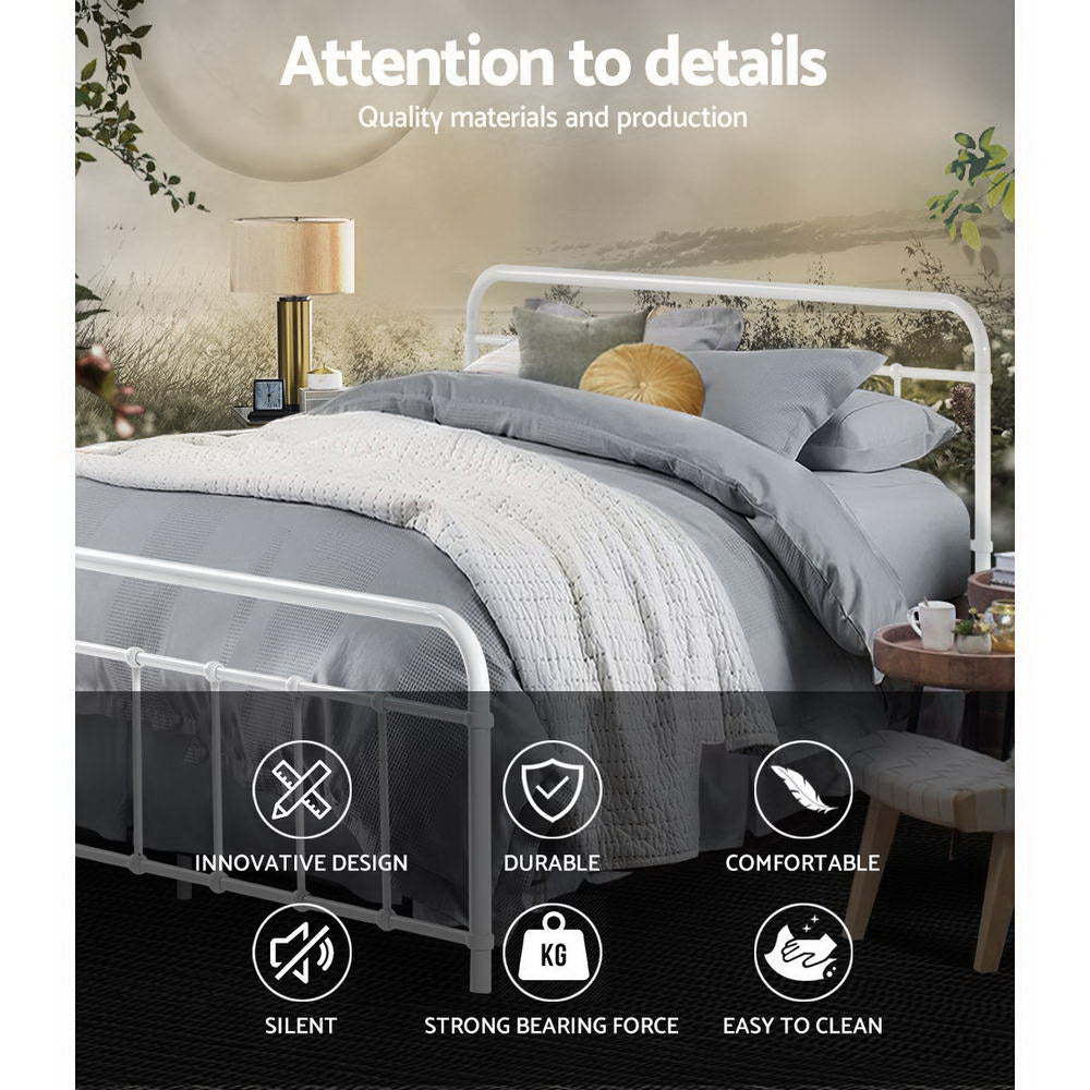 Bed Frame Metal Bed Frame LEO - Double (White)