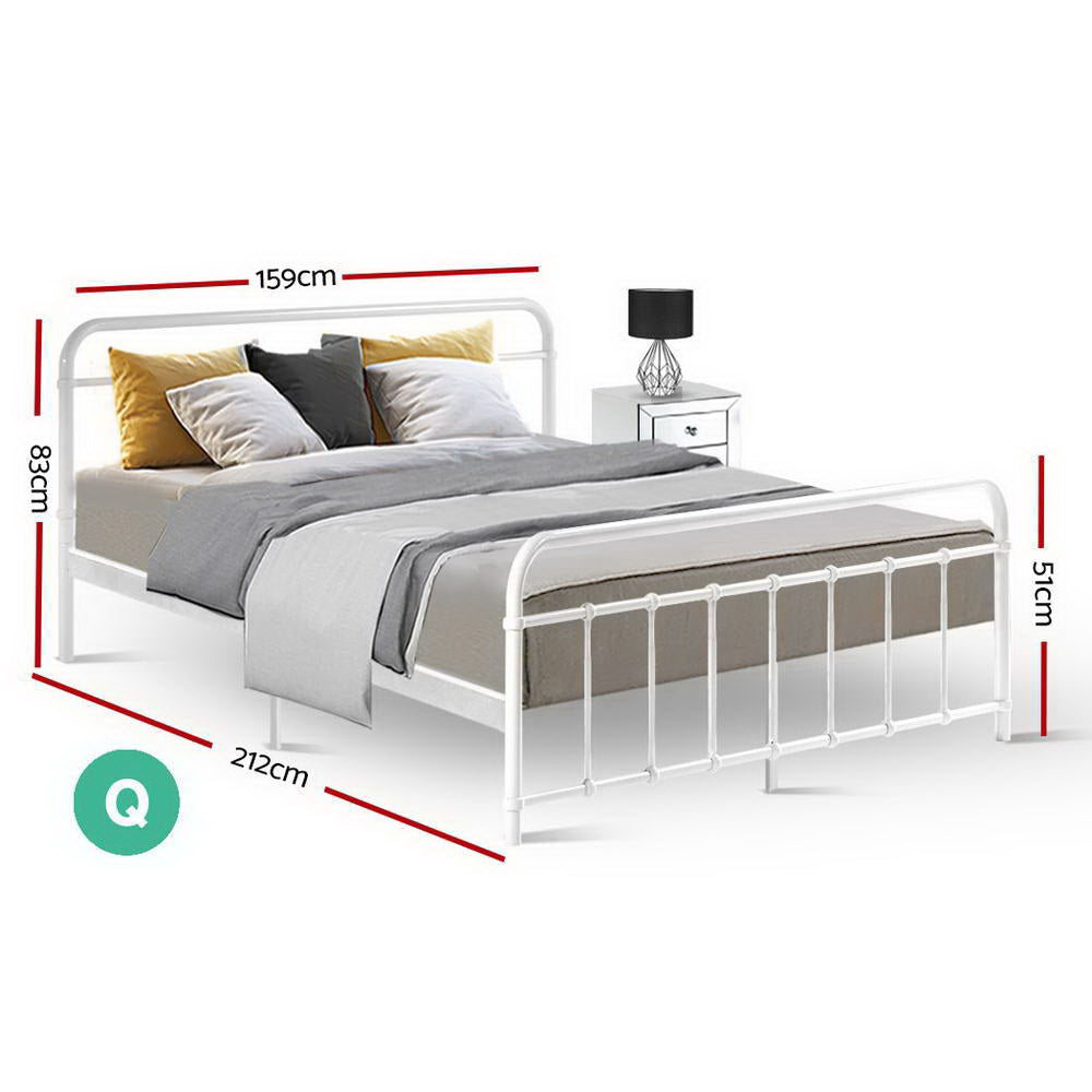 Bed Frame Metal Bed Frame LEO - Queen (White)