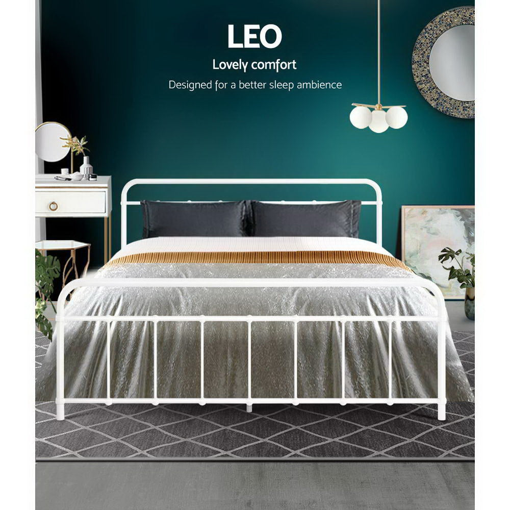 Bed Frame Metal Bed Frame LEO - Queen (White)