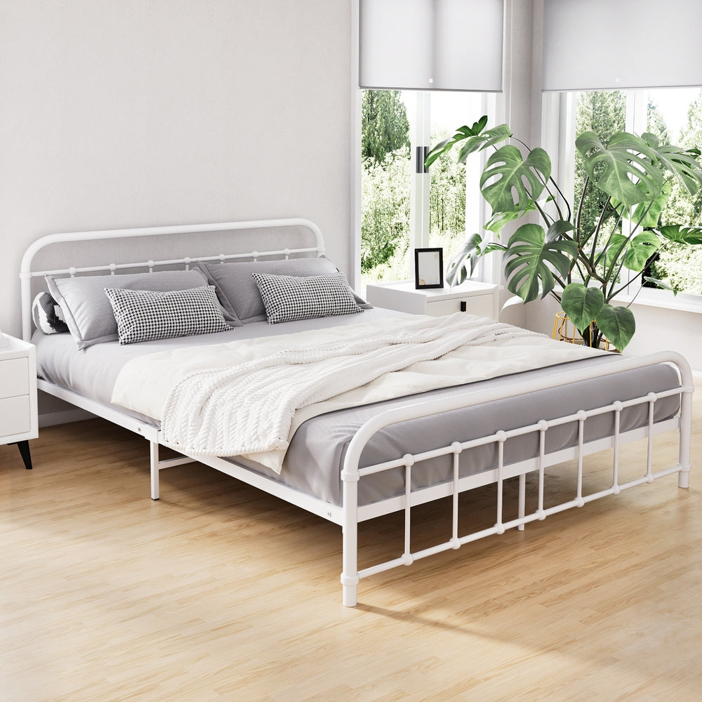 Artiss Bed Frame Metal Bed Frame LEO - Queen (White)