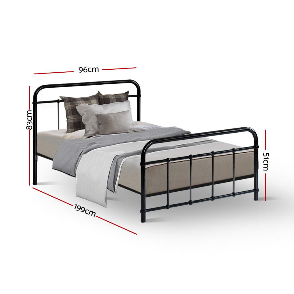 Bed Frame Metal Bed Frame LEO - Single (Black)