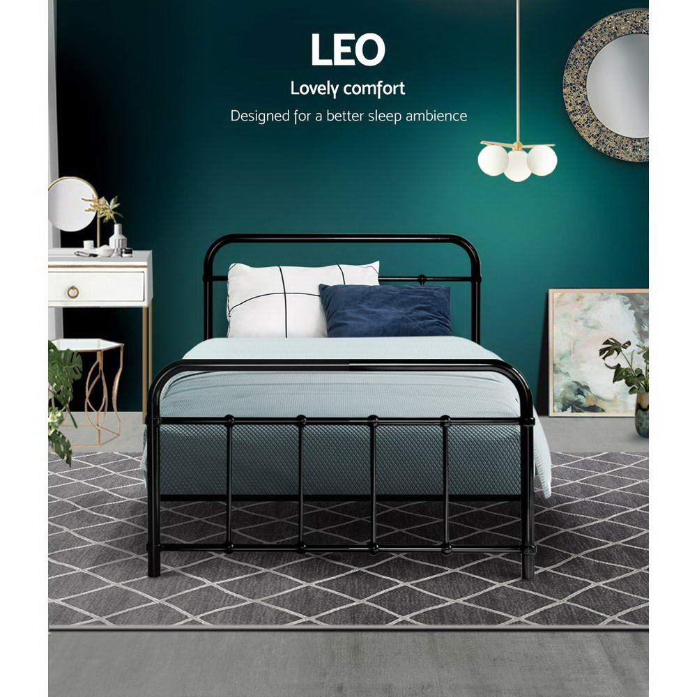 Bed Frame Metal Bed Frame LEO - Single (Black)
