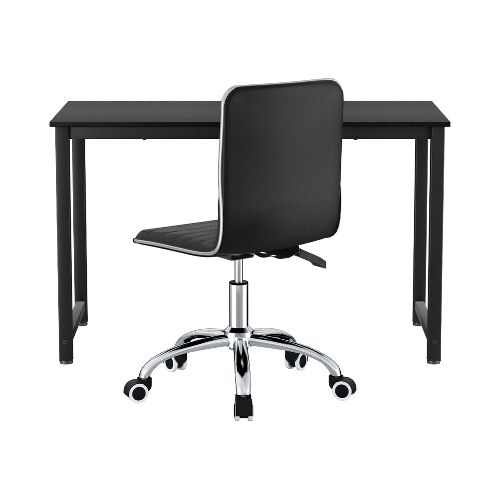 Computer Desk 120cm Executive Office Chairs Set PU Leather Low Back Black