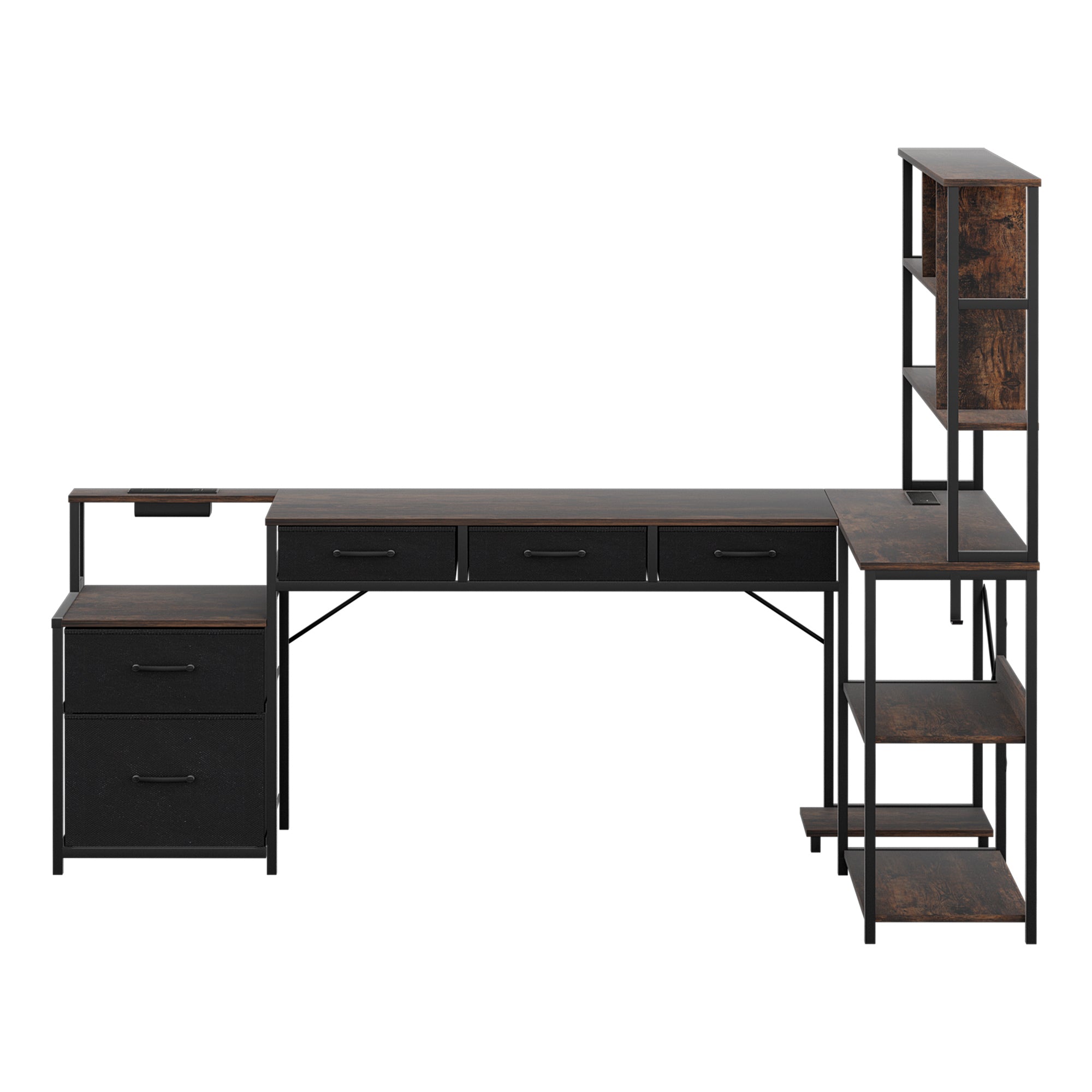 Artiss 200cm L Shaped Gaming Desk Computer Desk with LED Lights & Power Outlets
