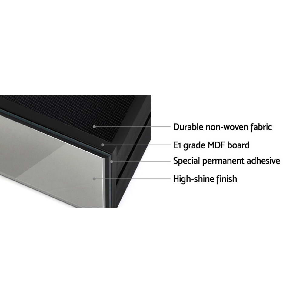 Bedside Table 3 Drawers Mirrored Glass - QUENN Grey