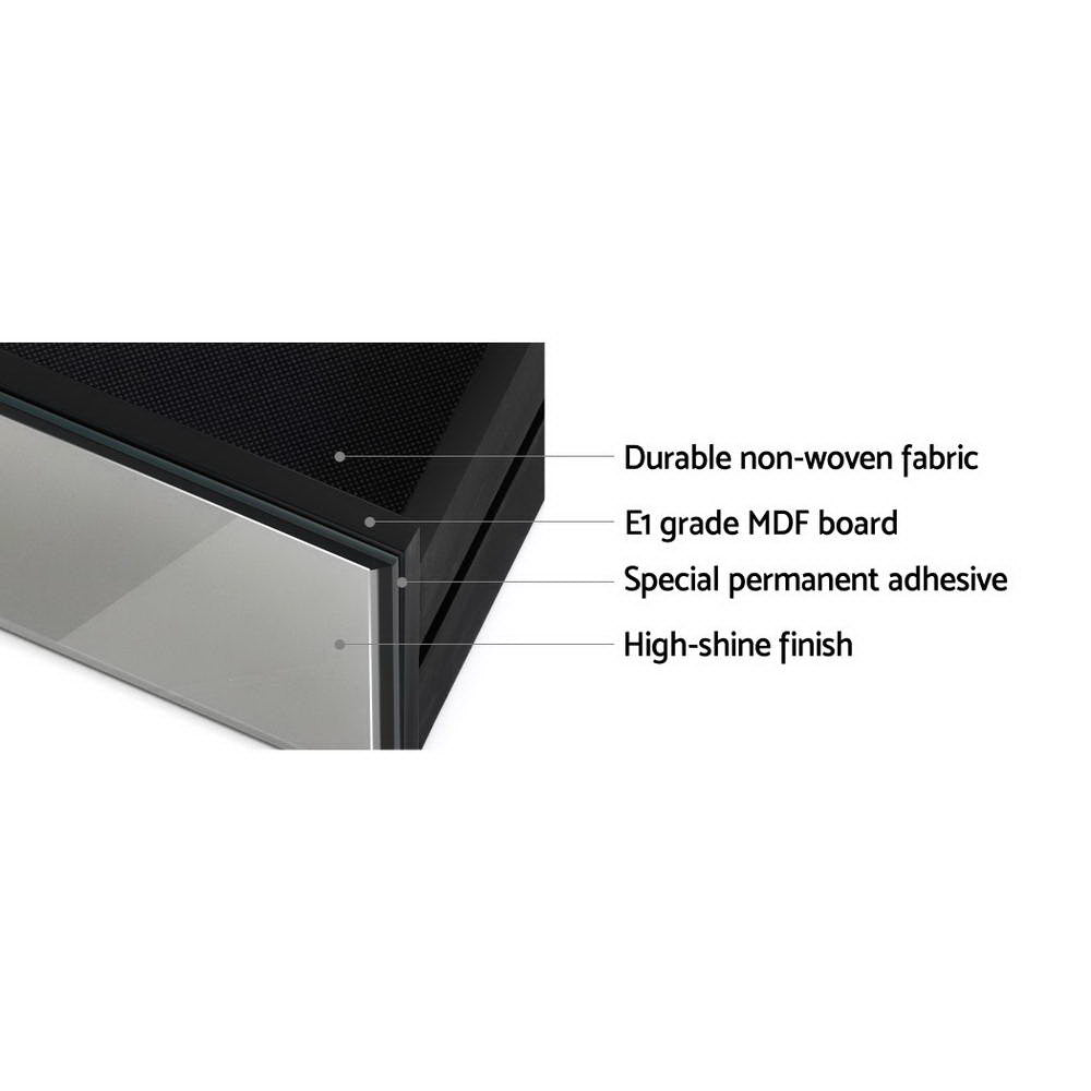 Bedside Table 3 Drawers Mirrored - PRESIA Grey