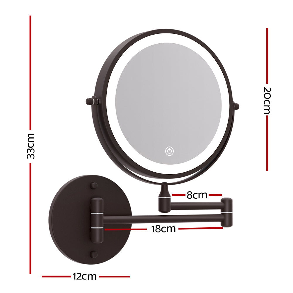Extendable Makeup Mirror 10X Magnifying Double-Sided Bathroom Brown