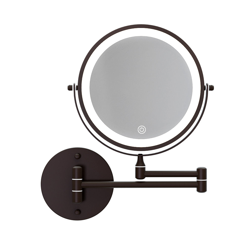 Extendable Makeup Mirror 10X Magnifying Double-Sided Bathroom Brown