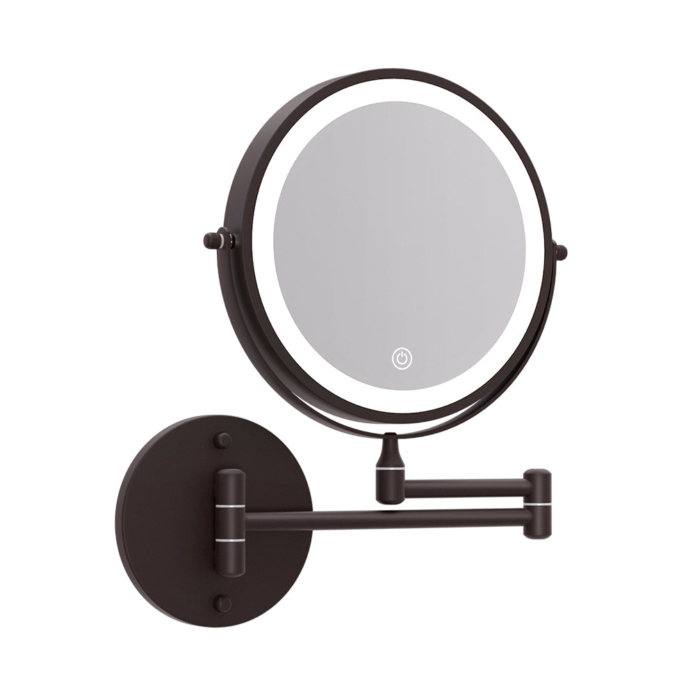 Extendable Makeup Mirror 10X Magnifying Double-Sided Bathroom Brown