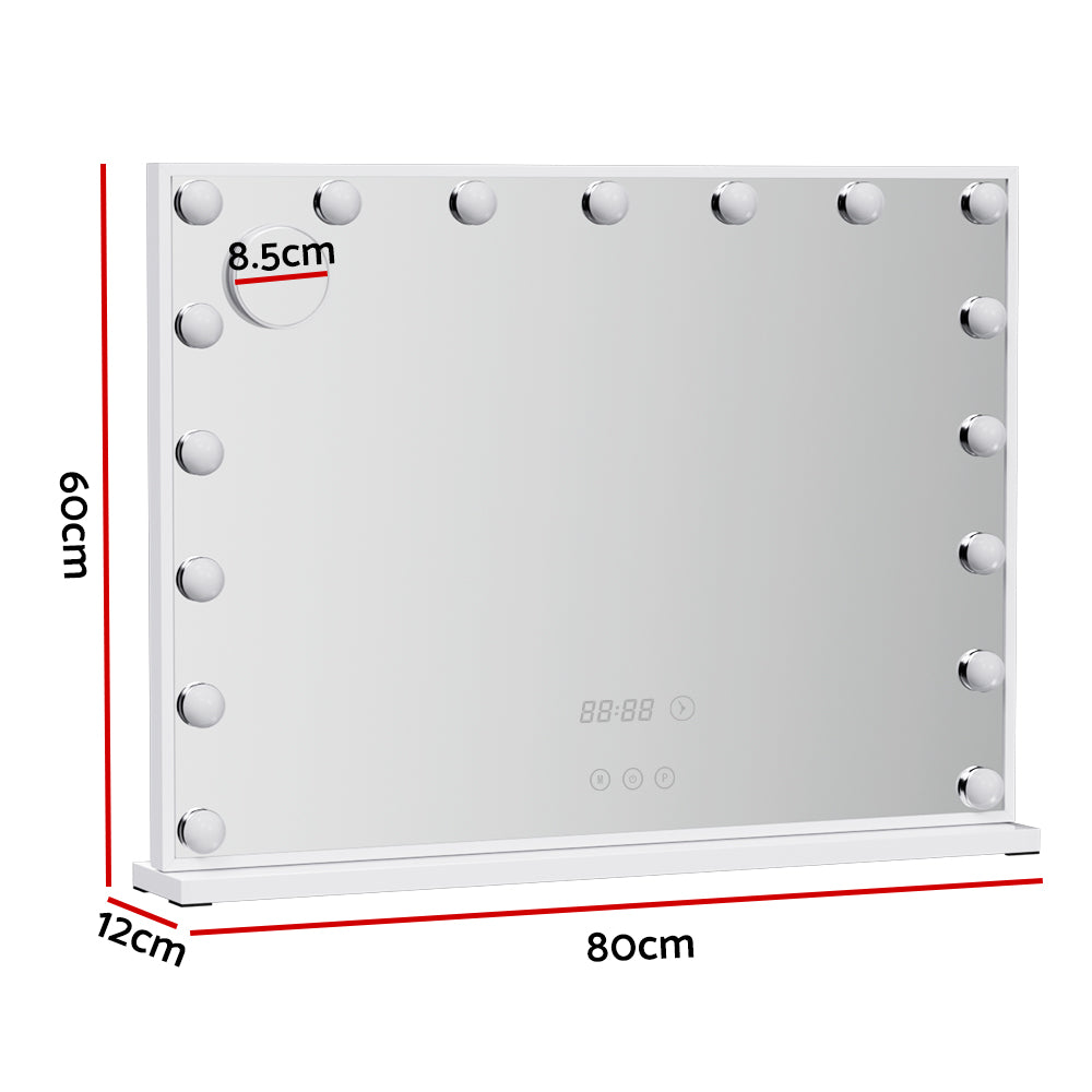 Makeup Mirror 80x60cm Hollywood Vanity with LED Light Tabletop White
