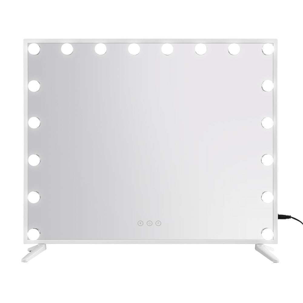 80x65cm Makeup Mirror Hollywood Vanity with LED Light White Frame