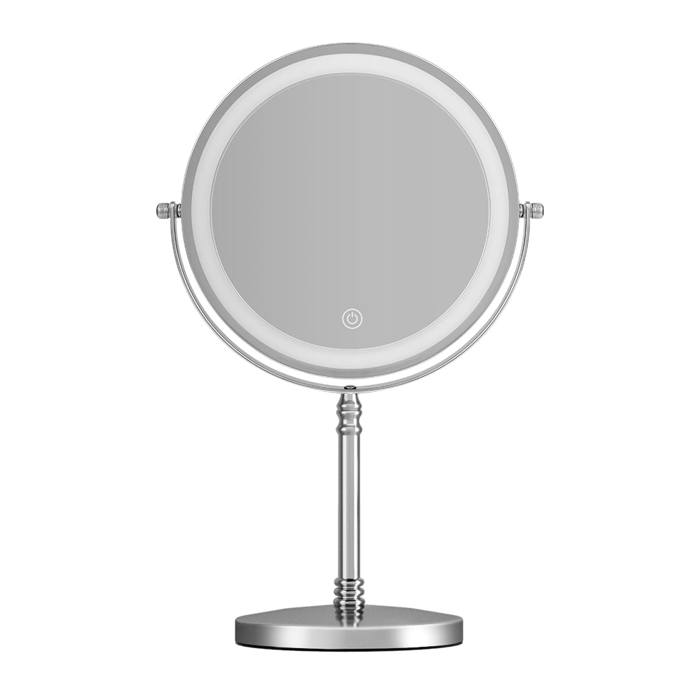 Makeup Mirror 20x20cm 10X Magnifying with LED Light Rotation Tabletop