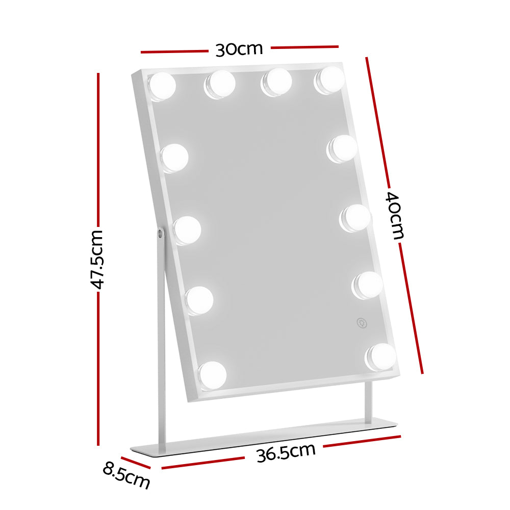 Bluetooth Makeup Mirror 30x40cm Hollywood Vanity with LED Light White