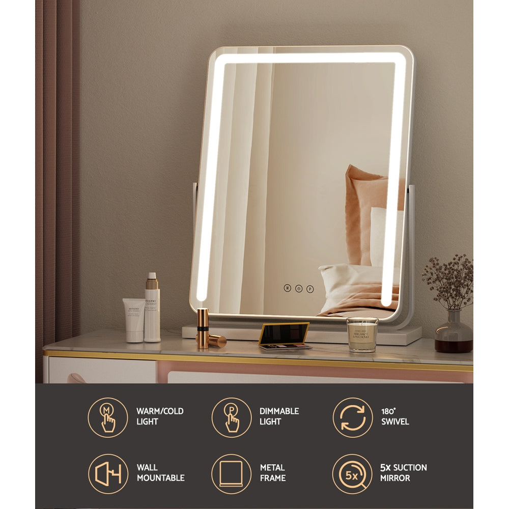Makeup Mirror 40x50cm Hollywood Vanity with LED Light Strip Rotation