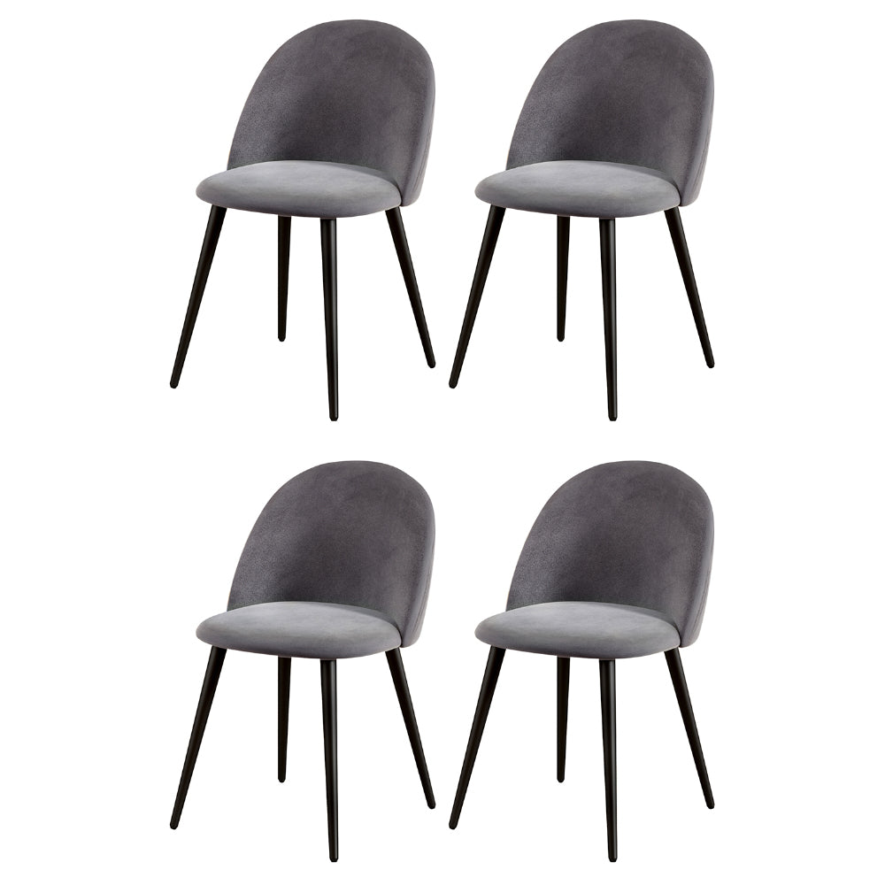 Dining Chairs Set of 4 Velvet Solid Curved Dark Grey