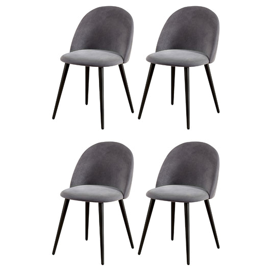Dining Chairs Set of 4 Velvet Solid Curved Dark Grey