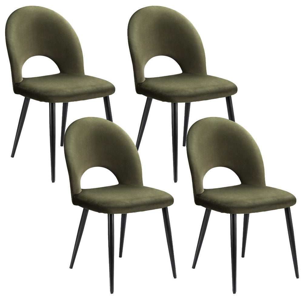 Dining Chairs Set of 4 Velvet Hollow Green