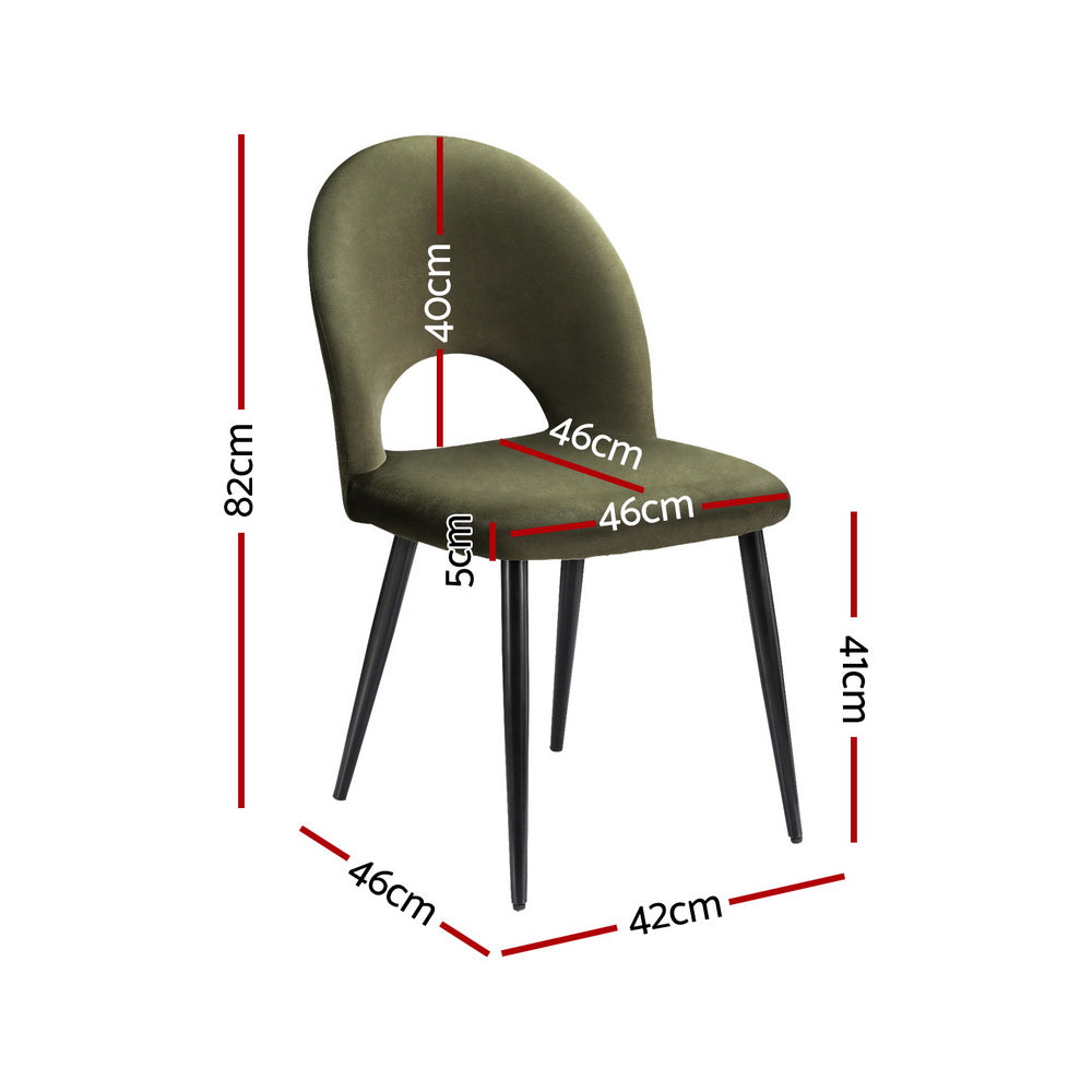 Dining Chairs Set of 4 Velvet Hollow Green