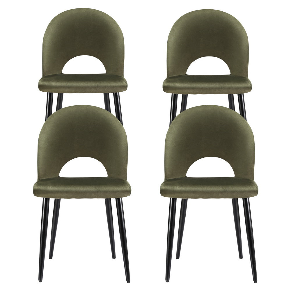 Dining Chairs Set of 4 Velvet Hollow Green