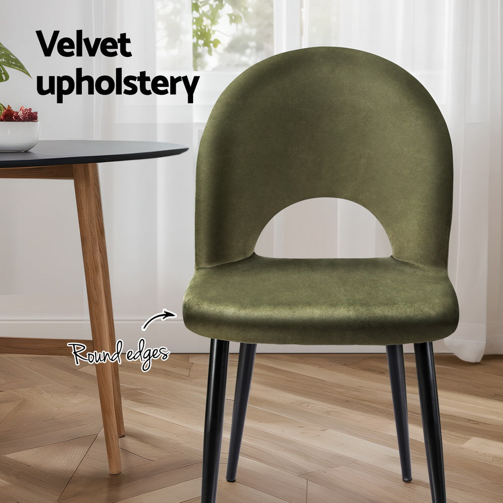 Dining Chairs Set of 4 Velvet Hollow Green