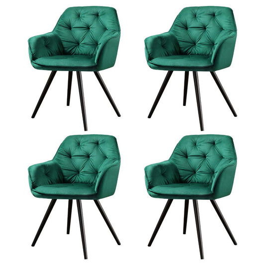 Artiss Dining Chairs Set of 4 Velvet Diamond Tufted Armchair Green