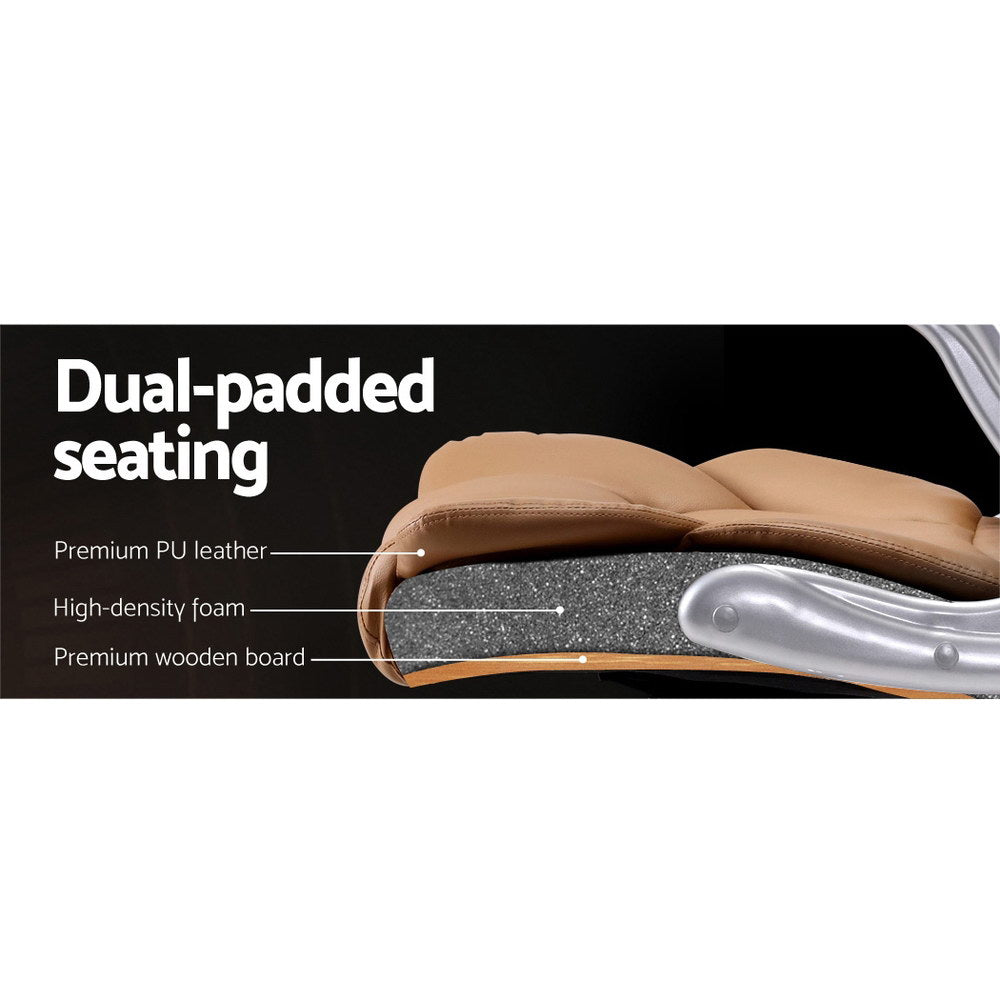 8 Point Massage Office Chair PU Leather Brown