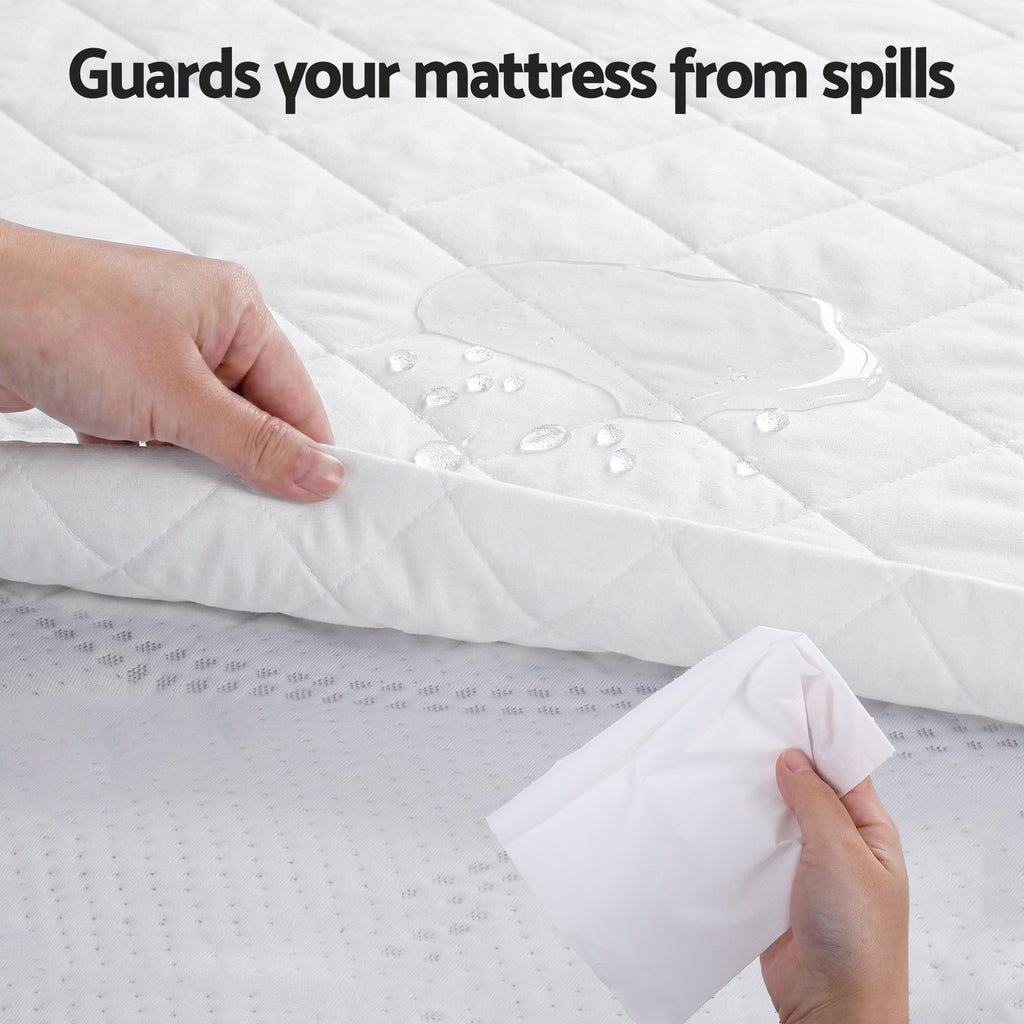 Giselle Waterproof Mattress Protector 100% Cotton Quilted Fitted Cover King