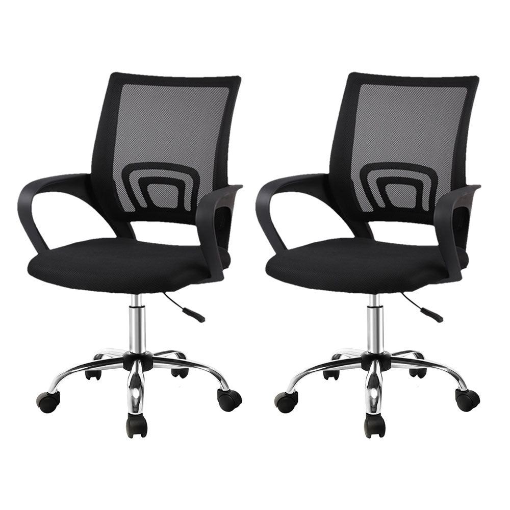 2x Mesh Office Chair Mid Back Black