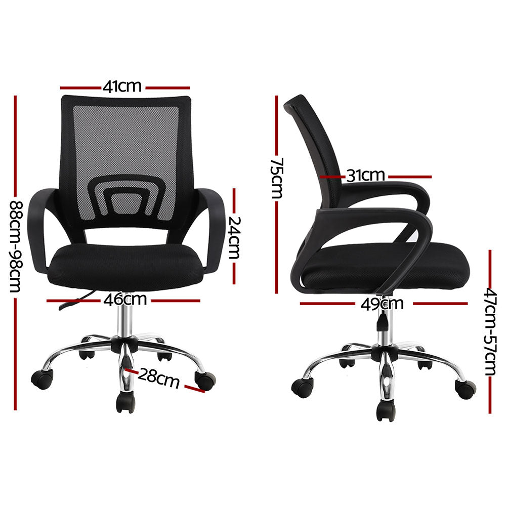 2x Mesh Office Chair Mid Back Black