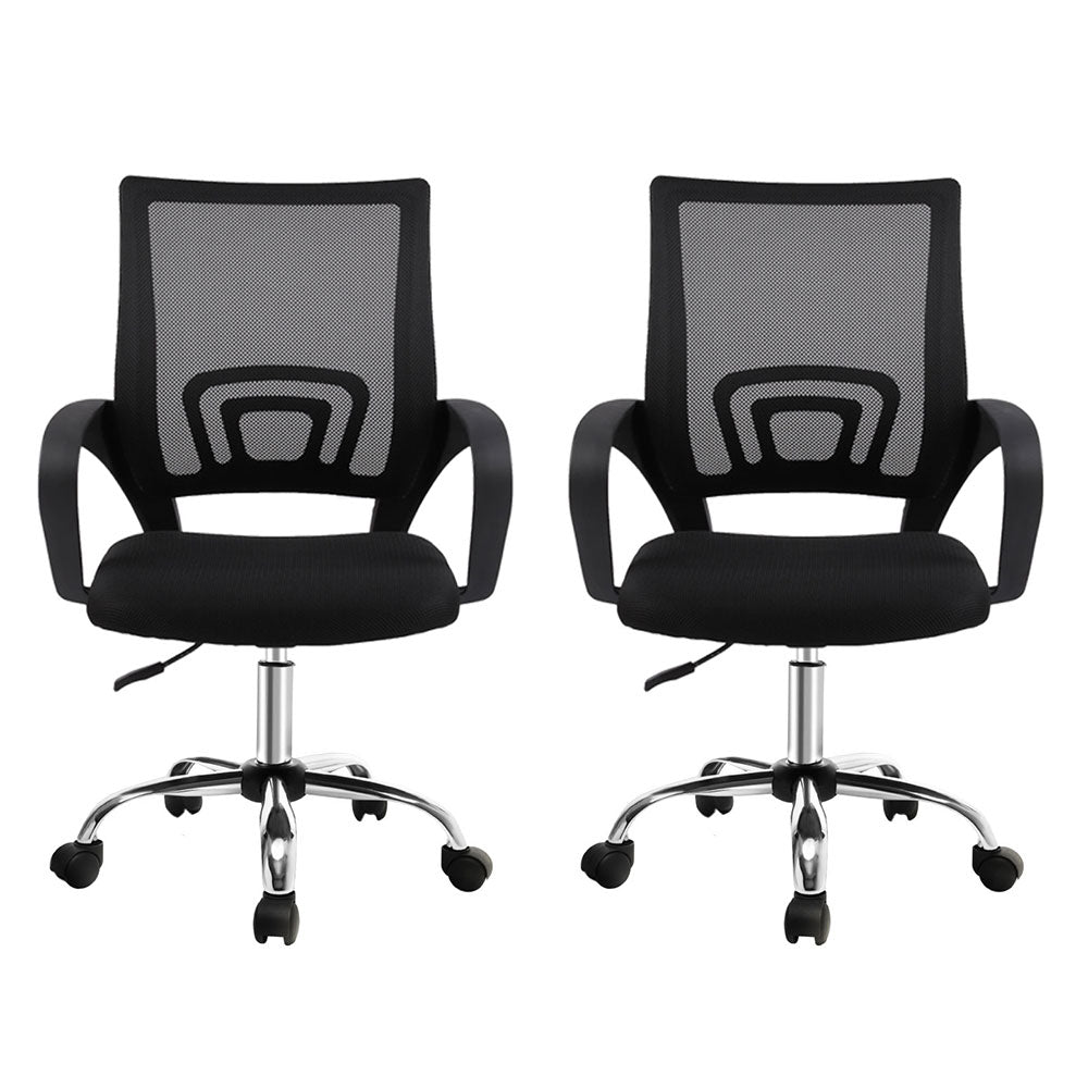 2x Mesh Office Chair Mid Back Black