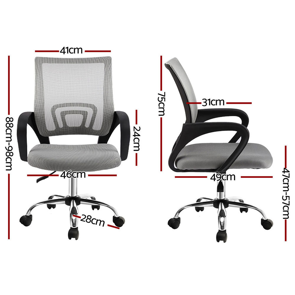 2x Mesh Office Chair Mid Back Grey