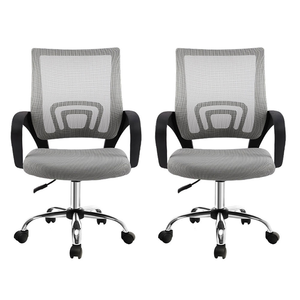 2x Mesh Office Chair Mid Back Grey