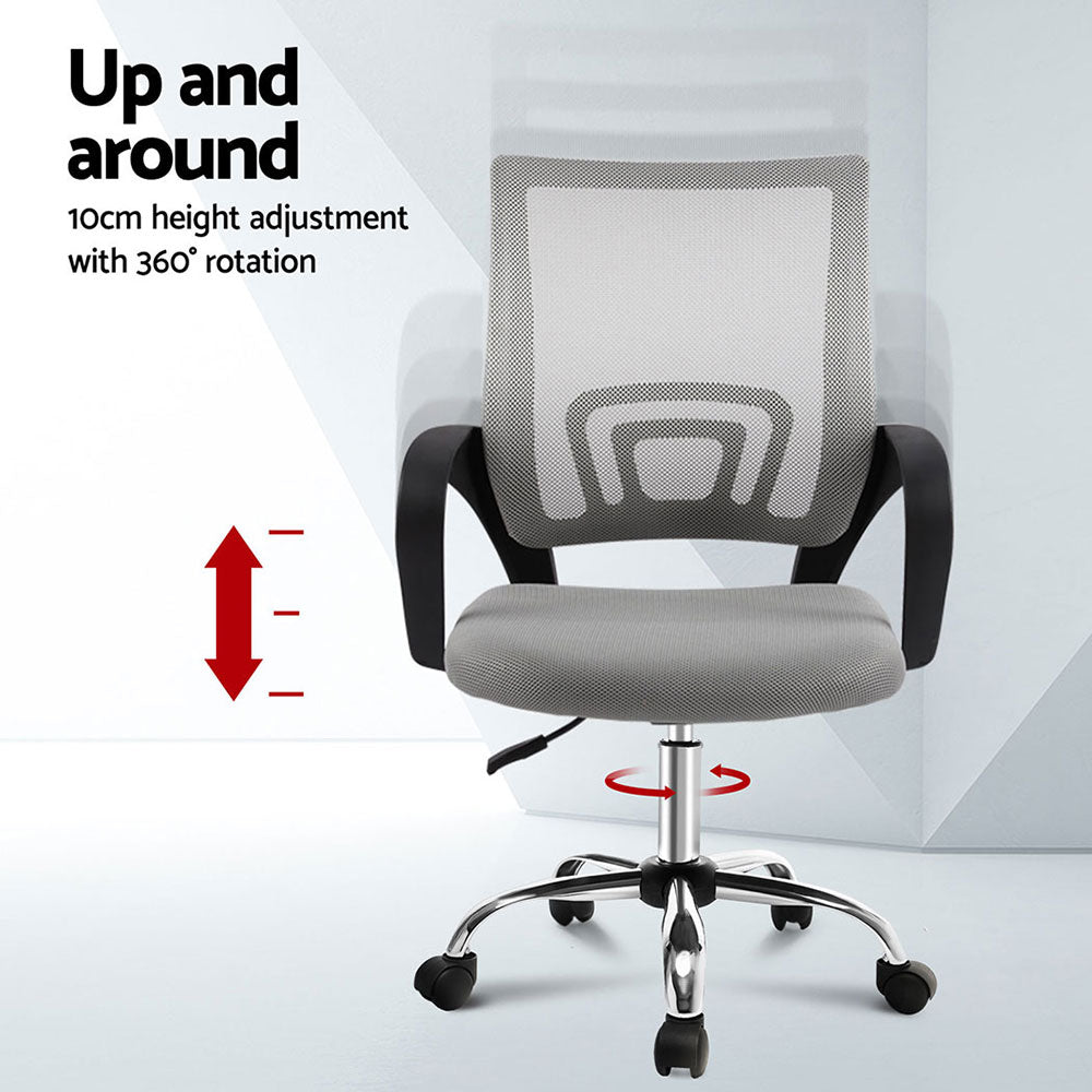 2x Mesh Office Chair Mid Back Grey